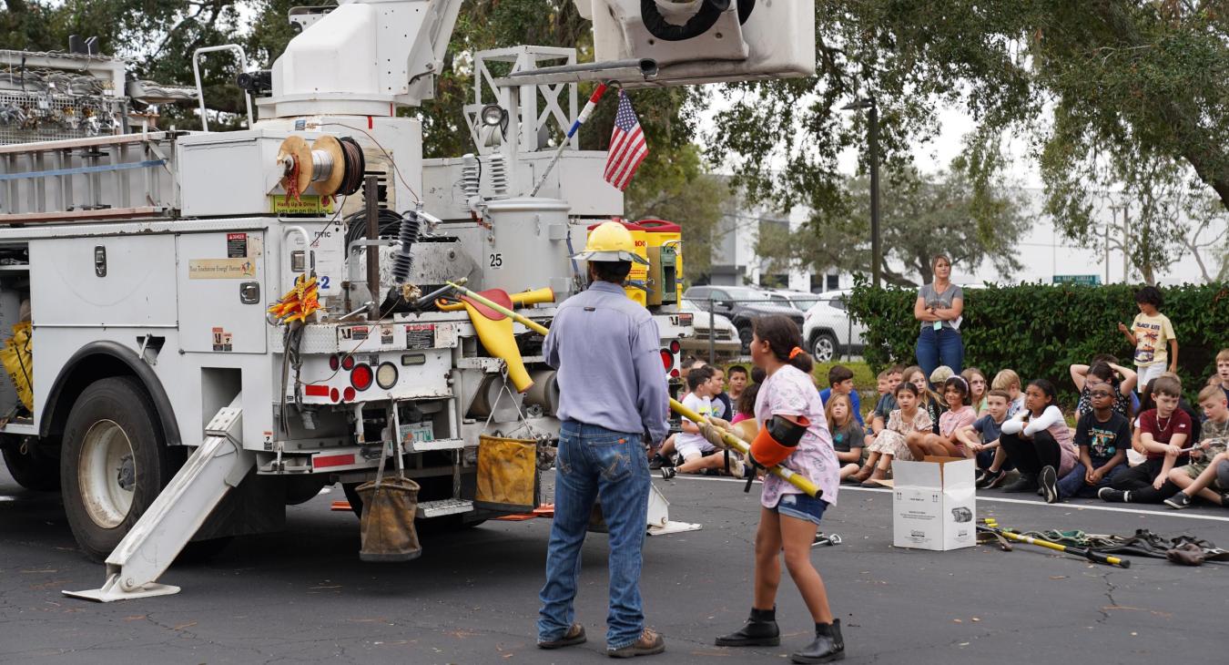 Linemen at Dr. Mary Giella Elementary School 