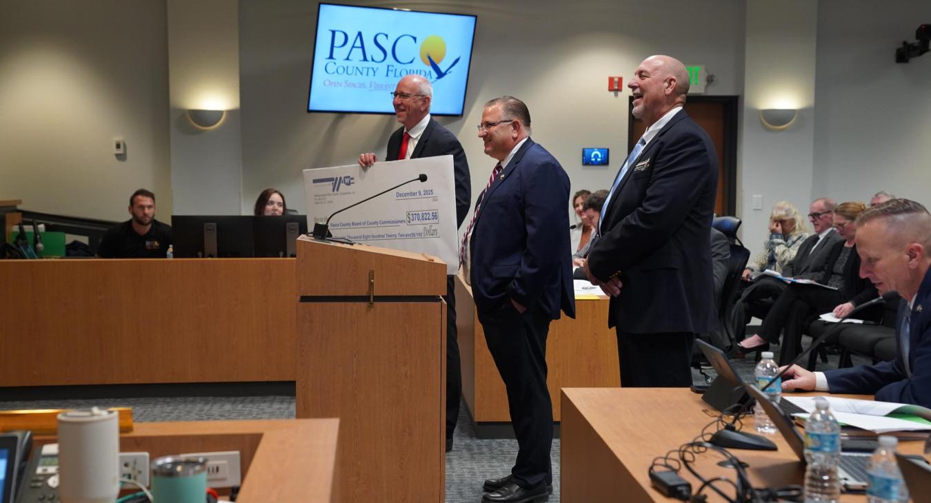 WREC Presents Pasco County Board of County Commissioners their Capital Credits check for $370,822.56